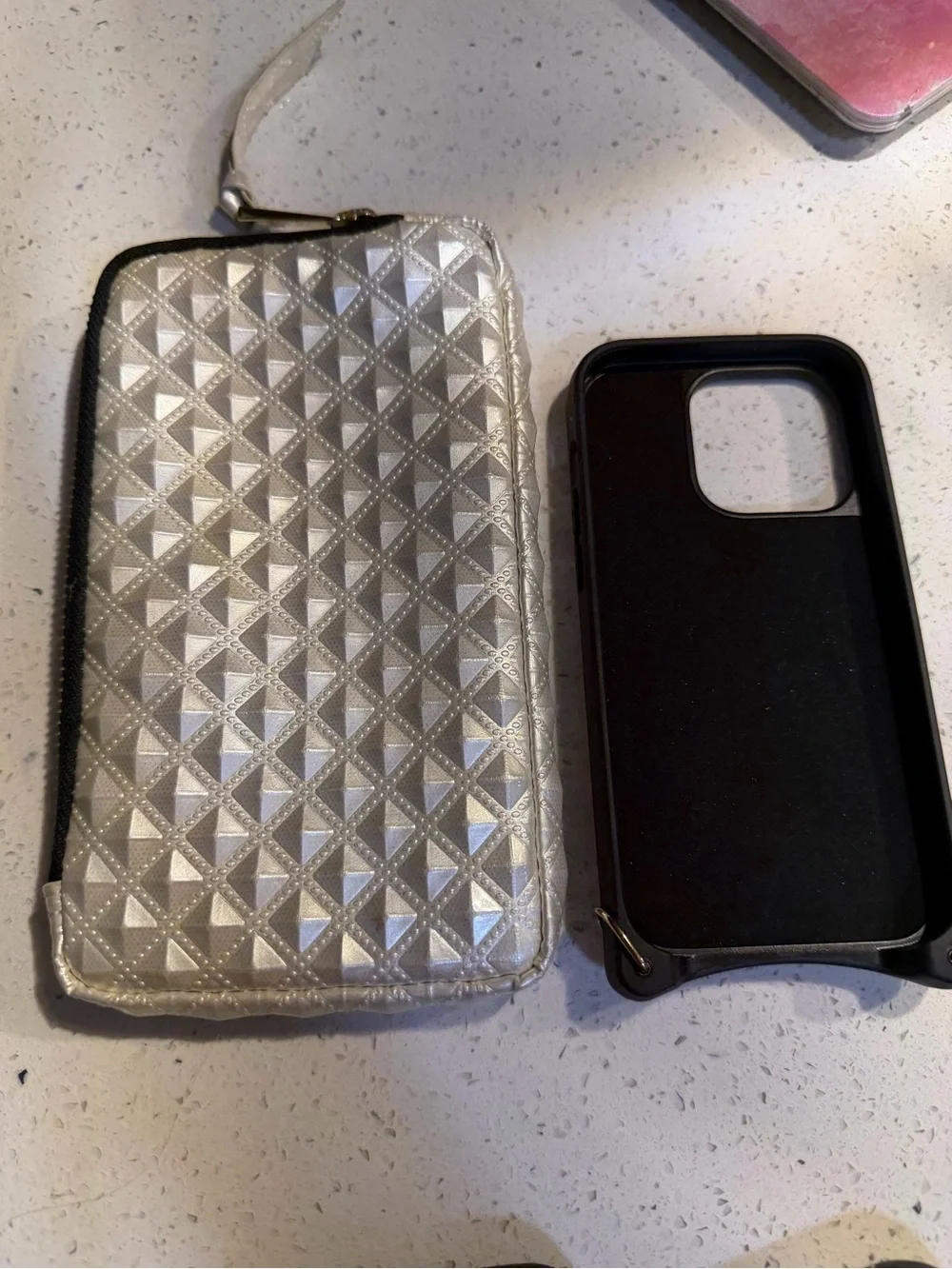 Bandolier Metallic Silver Quilted Phone Crossbody with Card Slot